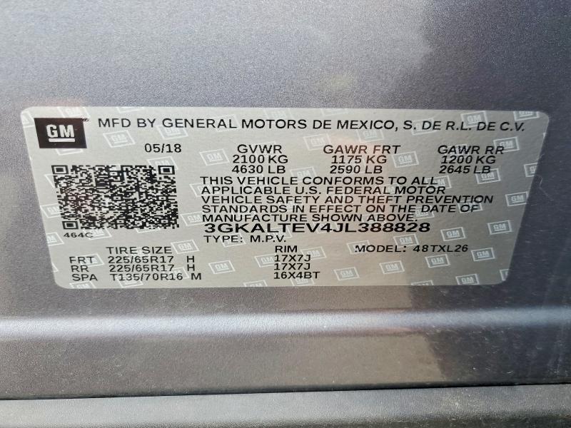 2018 Gmc Terrain მანქანა იყიდება აუქციონზე, vin: 3GKALTEV4JL388828, აუქციონის ნომერი: 70641016
