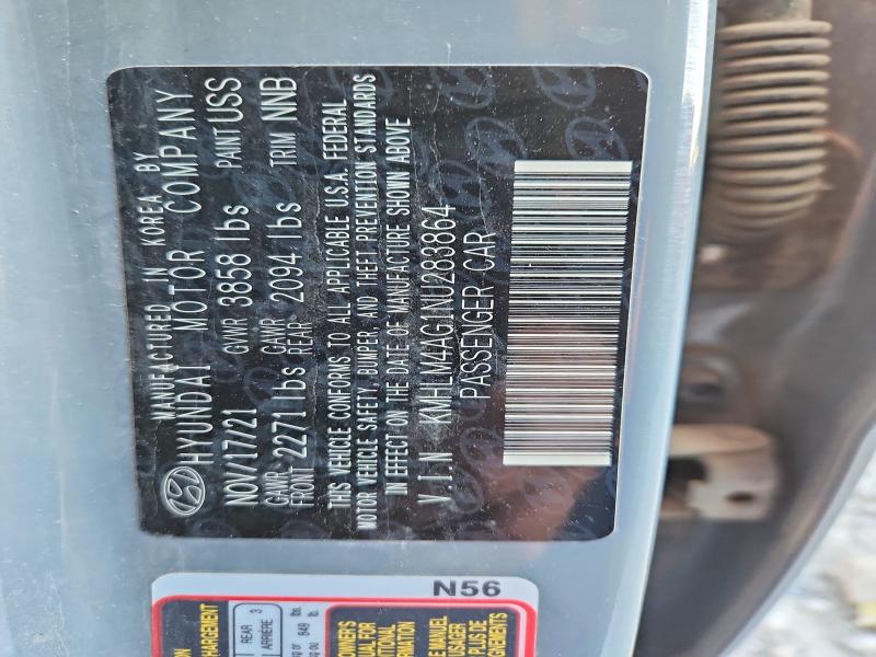 2022 Hyundai Elantra მანქანა იყიდება აუქციონზე, vin: KMHLM4AG1NU283864, აუქციონის ნომერი: 70361926