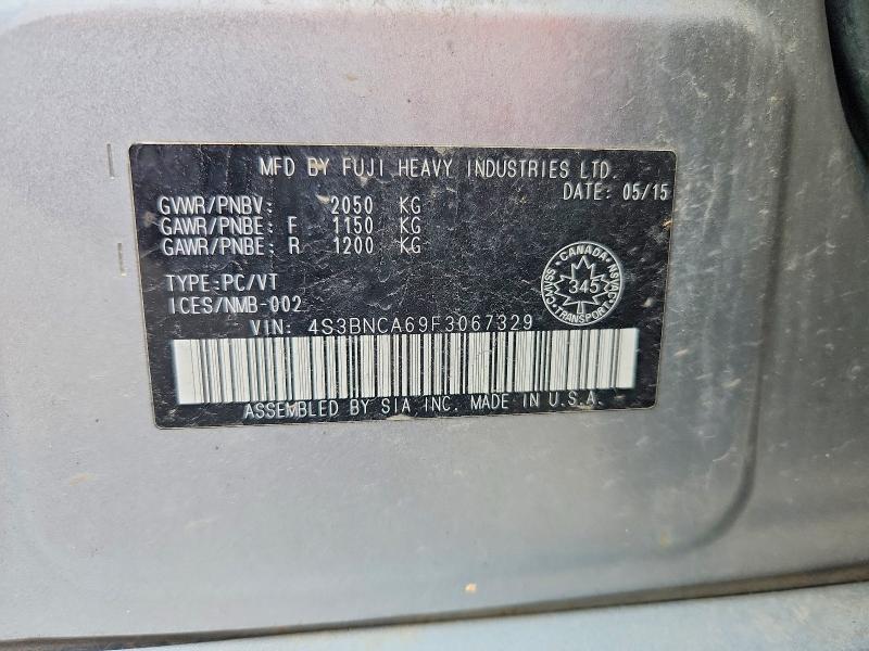 2015 Subaru Legacy მანქანა იყიდება აუქციონზე, vin: 4S3BNCA69F3067329, აუქციონის ნომერი: 70878086