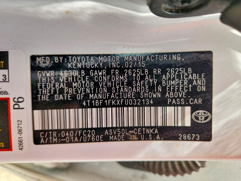 Aukcja sprzedaży 2015 Toyota Camry, vin: 4T1BF1FKXFU032134, numer aukcji: 68298956