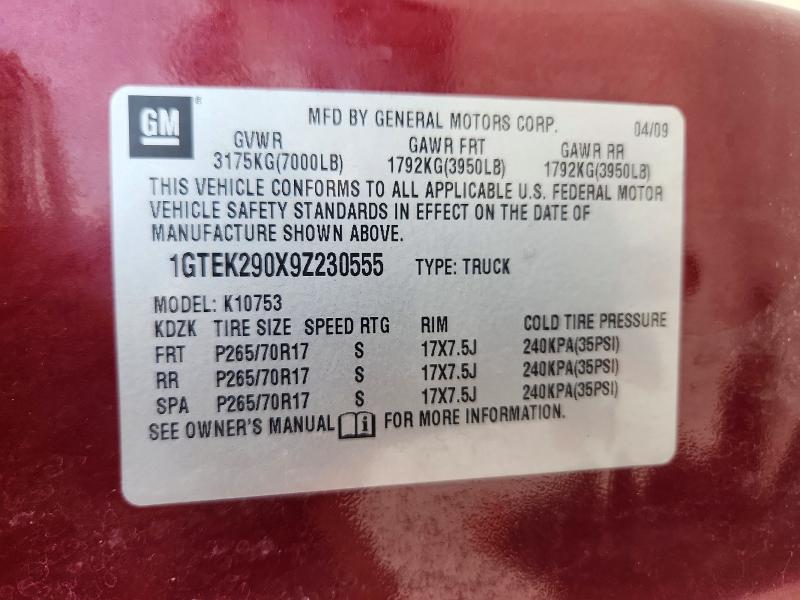 Aukcja sprzedaży 2009 Gmc Sierra, vin: 1GTEK290X9Z230555, numer aukcji: 68851646