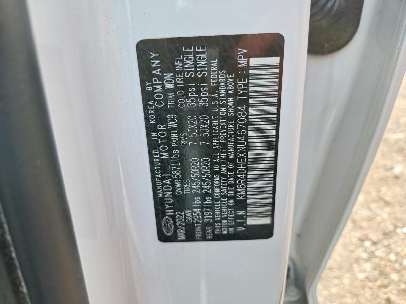68290896 :رقم المزاد ، KM8R4DHEXNU467084 vin ، 2022 Hyundai Palisade مزاد بيع