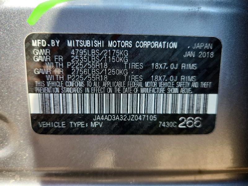 Продаж на аукціоні авто 2018 Mitsubishi Outlander, vin: JA4AD3A32JZ047105, номер лоту: 68813616