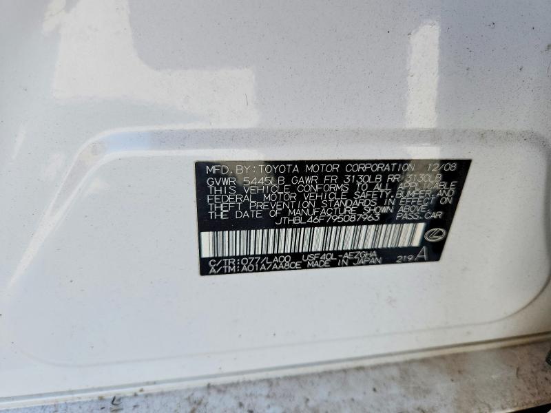 69586216 :رقم المزاد ، JTHBL46F795087963 vin ، 2009 Lexus Ls مزاد بيع