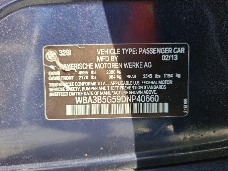 68767926 :رقم المزاد ، WBA3B5G59DNP40660 vin ، 2013 Bmw 328 مزاد بيع