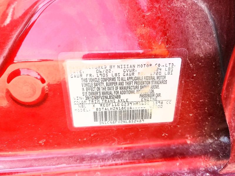 2022 Nissan Versa მანქანა იყიდება აუქციონზე, vin: 3N1CN8FV2NL852489, აუქციონის ნომერი: 69203576