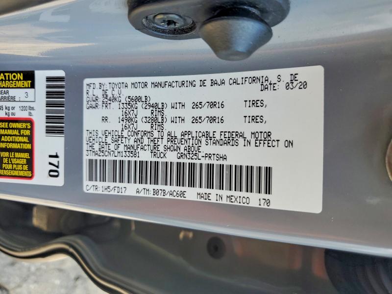 Auction sale of the 2020 Toyota Tacoma, vin: 3TMAZ5CN7LM133581, lot number: 69179636