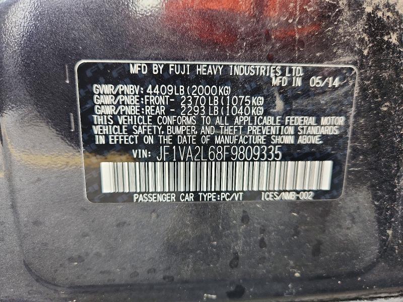 Продаж на аукціоні авто 2015 Subaru Wrx, vin: JF1VA2L68F9809335, номер лоту: 68153736