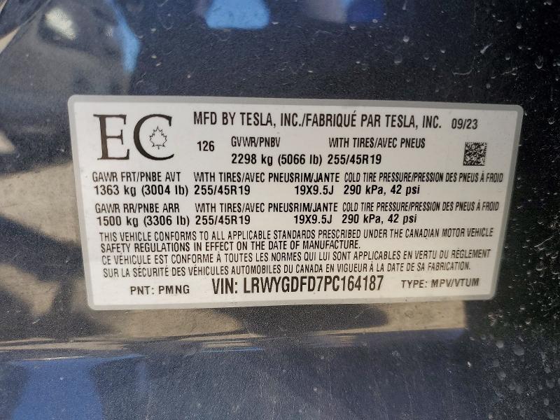 Aukcja sprzedaży 2023 Tesla Model Y, vin: LRWYGDFD7PC164187, numer aukcji: 69210866