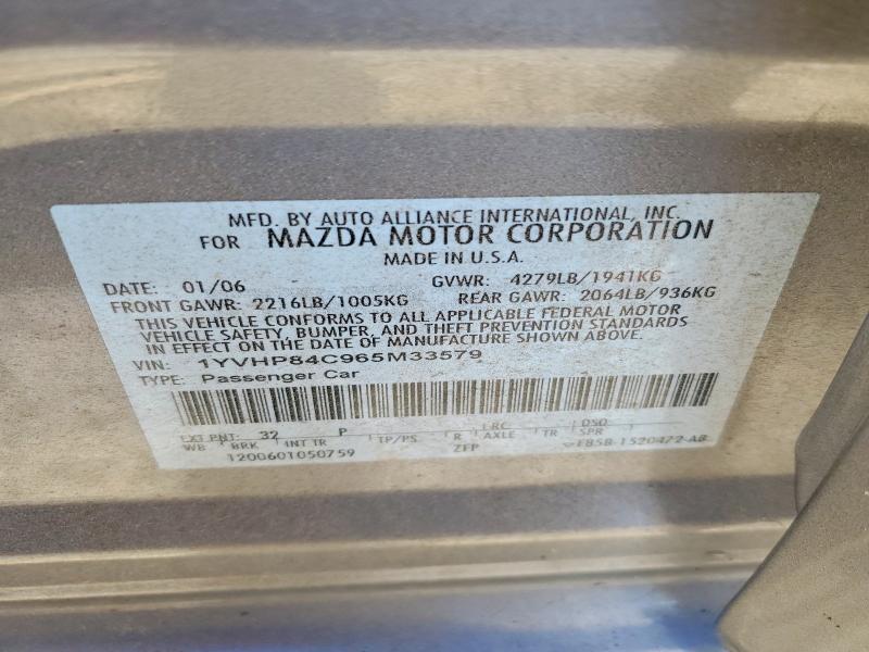 Продажа на аукционе авто 2006 Mazda 6, vin: 1YVHP84C965M33579, номер лота: 67438216