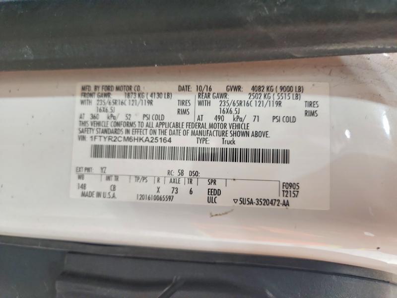 Продаж на аукціоні авто 2017 Ford Transit 250, vin: 1FTYR2CM6HKA25164, номер лоту: 68446976