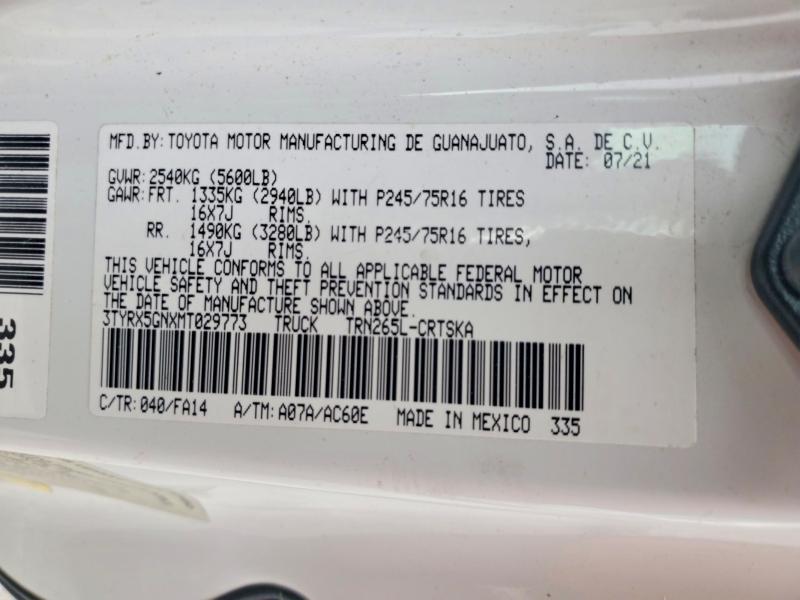 Aukcja sprzedaży 2021 Toyota Tacoma, vin: 3TYRX5GNXMT029773, numer aukcji: 69628116