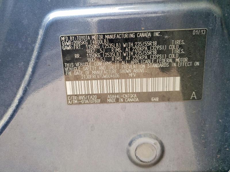 69992936 :رقم المزاد ، 2T3DFREV7DW004606 vin ، 2013 Toyota Rav4 مزاد بيع