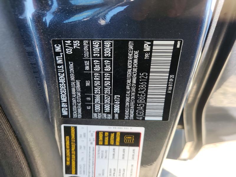 68754726 :رقم المزاد ، 4JGDA5JB6EA386125 vin ، 2014 Mercedes-benz Ml مزاد بيع
