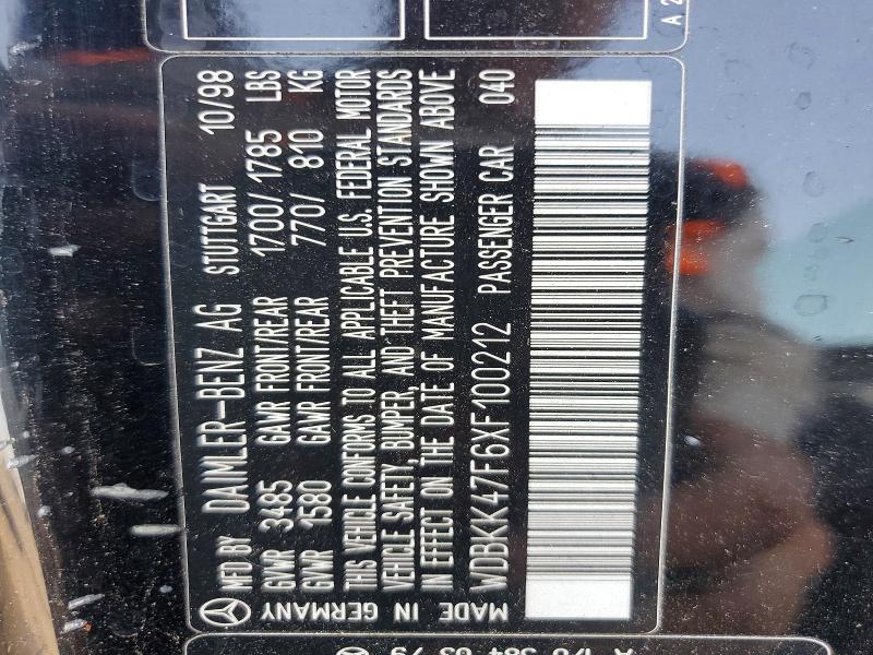 Aukcja sprzedaży 1999 Mercedes-benz Slk, vin: WDBKK47F6XF100212, numer aukcji: 70134376