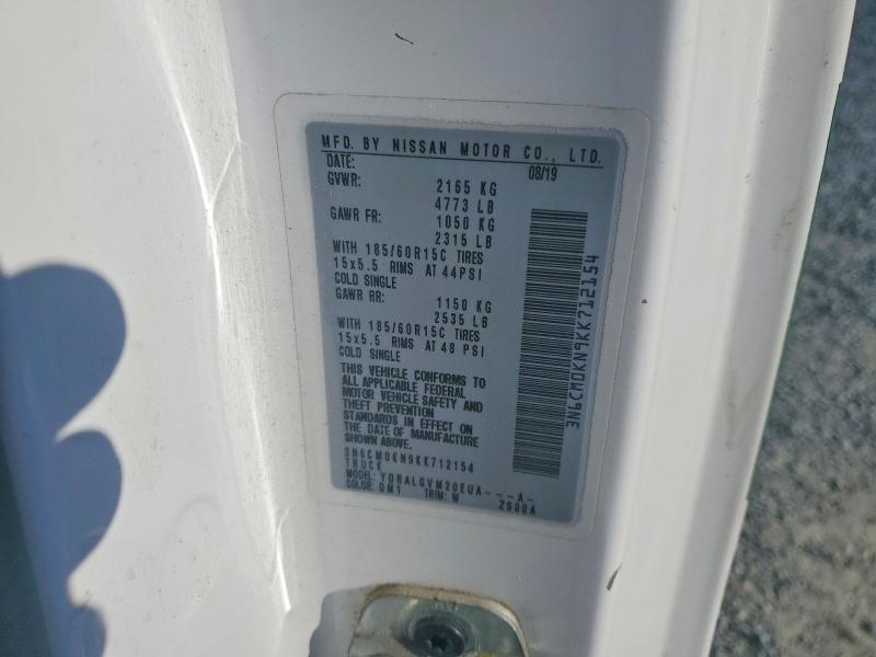 2019 Nissan Nv200 მანქანა იყიდება აუქციონზე, vin: 3N6CM0KN9KK712154, აუქციონის ნომერი: 70990846