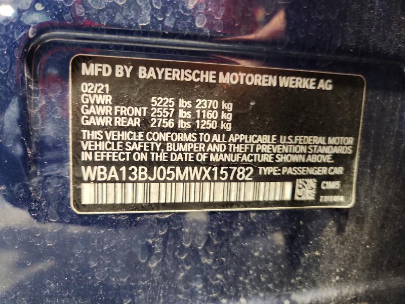 Aukcja sprzedaży 2021 Bmw 530, vin: WBA13BJ05MWX15782, numer aukcji: 67829066