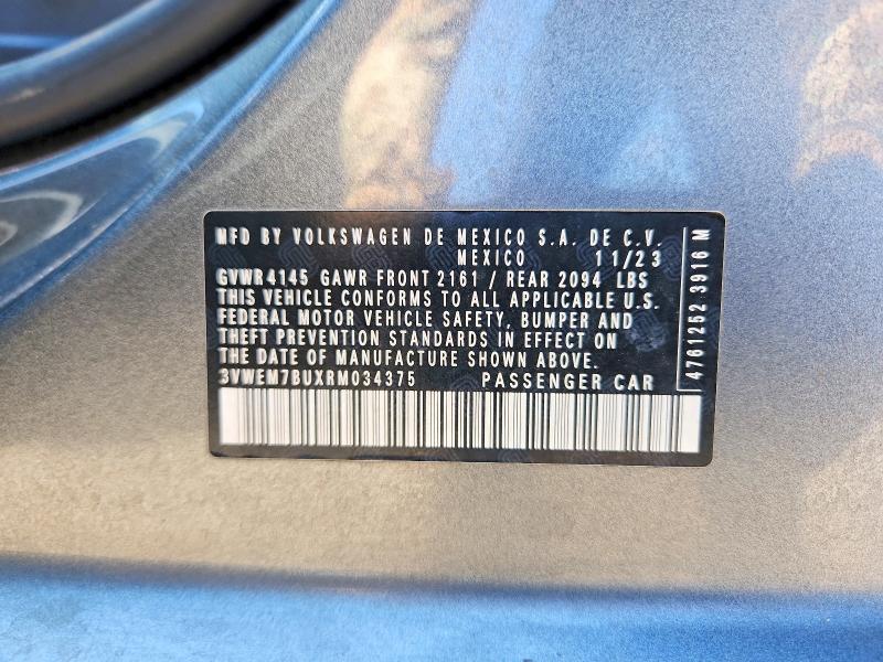 Aukcja sprzedaży 2024 Volkswagen Jetta, vin: 3VWEM7BUXRM034375, numer aukcji: 68830916