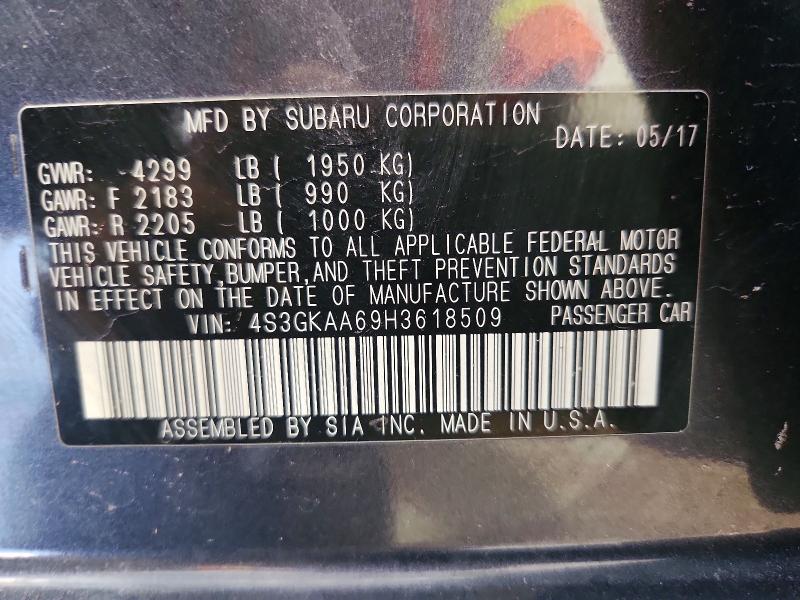 Aukcja sprzedaży 2017 Subaru Impreza, vin: 4S3GKAA69H3618509, numer aukcji: 69488216