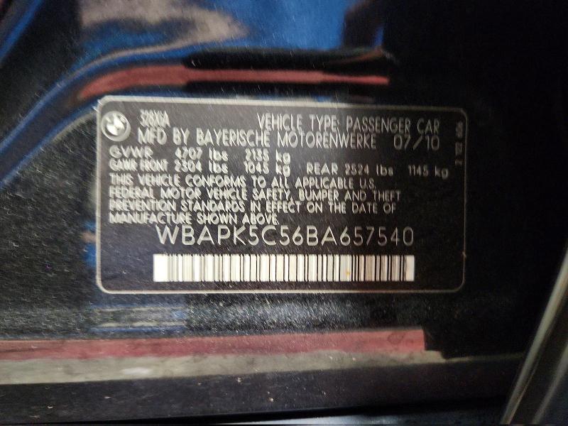 2011 Bmw 328 მანქანა იყიდება აუქციონზე, vin: WBAPK5C56BA657540, აუქციონის ნომერი: 68788536