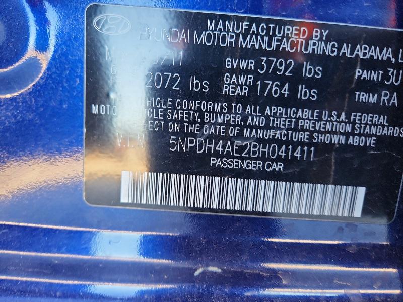 70550496 :رقم المزاد ، 5NPDH4AE2BH041411 vin ، 2011 Hyundai Elantra مزاد بيع