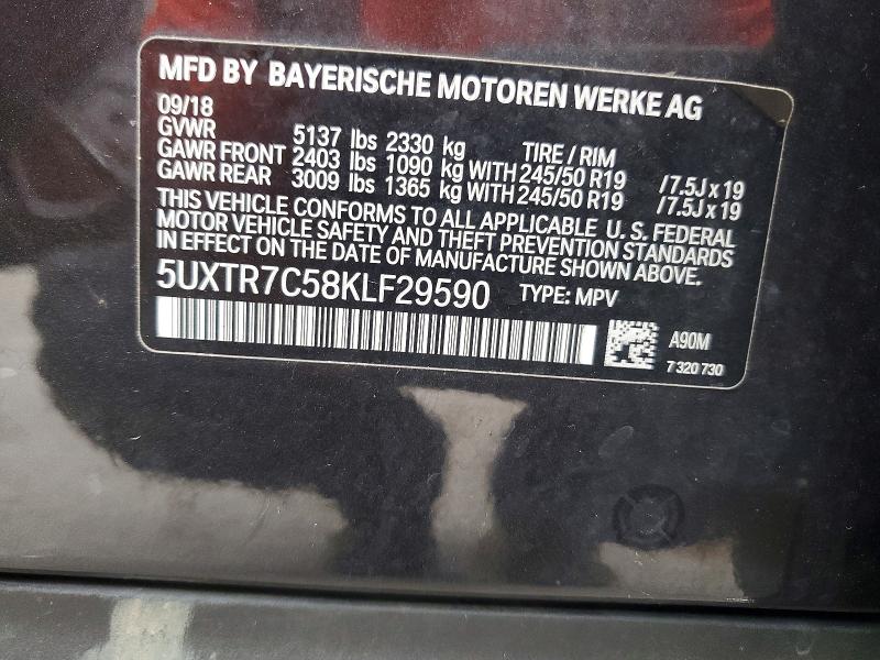 2019 Bmw X3 მანქანა იყიდება აუქციონზე, vin: 5UXTR7C58KLF29590, აუქციონის ნომერი: 69455626