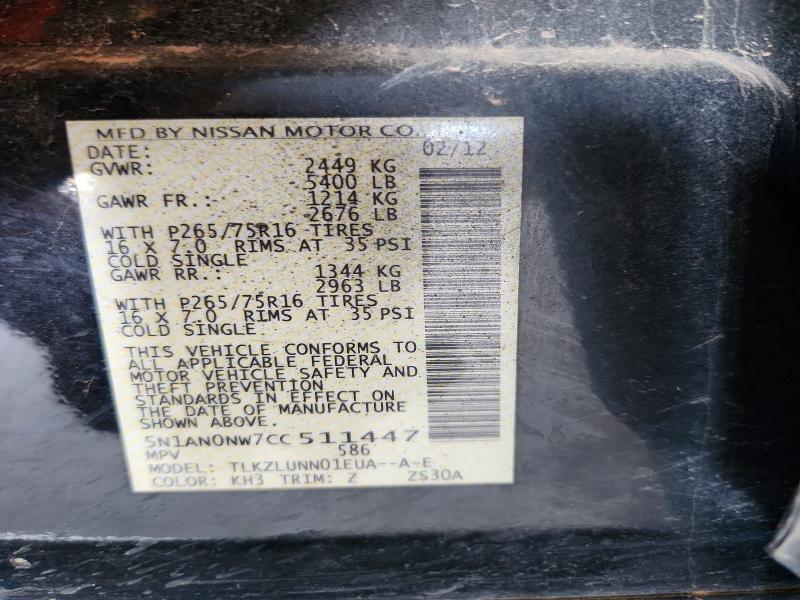 Продаж на аукціоні авто 2012 Nissan Xterra, vin: 5N1AN0NW7CC511447, номер лоту: 69383746
