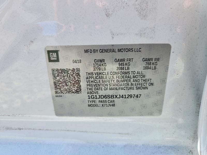 70647856 :رقم المزاد ، 1G1JD6SBXJ4129747 vin ، 2018 Chevrolet Sonic مزاد بيع
