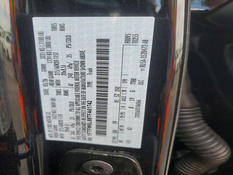 Aukcja sprzedaży 2026 Ford F150, vin: 1FTFW6L88TFA61742, numer aukcji: 67425076