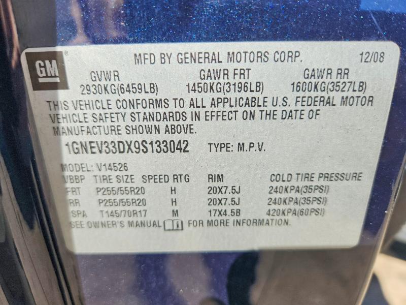 Aukcja sprzedaży 2009 Chevrolet Traverse, vin: 1GNEV33DX9S133042, numer aukcji: 70439716