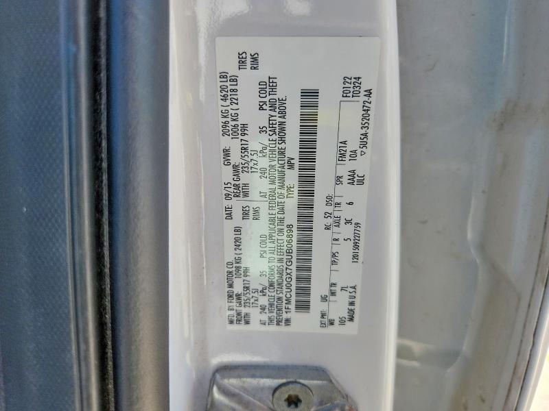 Продажа на аукционе авто 2016 Ford Escape, vin: 1FMCU0GX7GUB06898, номер лота: 70619106