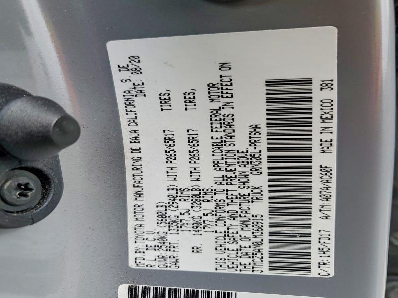 Продаж на аукціоні авто 2020 Toyota Tacoma, vin: 3TMCZ5AN0LM360915, номер лоту: 69788656