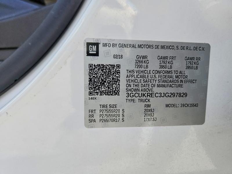 69599386 :رقم المزاد ، 3GCUKREC3JG297829 vin ، 2018 Chevrolet Silverado مزاد بيع