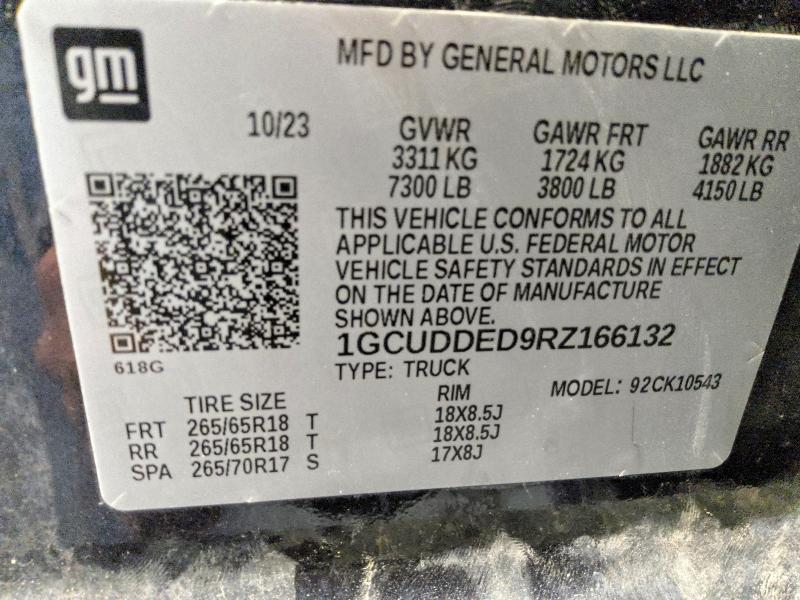 Продажа на аукционе авто 2024 Chevrolet Silverado, vin: 1GCUDDED9RZ166132, номер лота: 69617456
