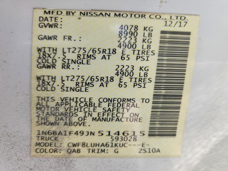 Продажа на аукционе авто 2018 Nissan Titan Xd, vin: 1N6BA1F49JN514615, номер лота: 69532156