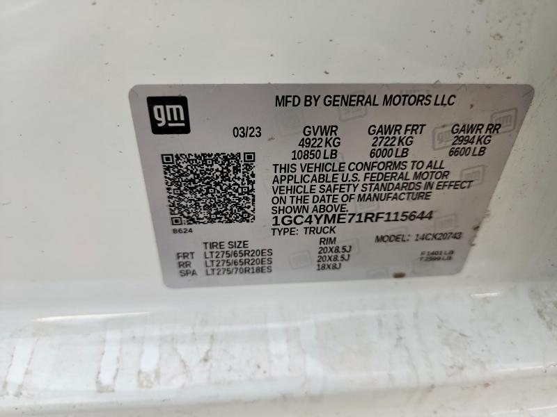 Продажа на аукционе авто 2024 Chevrolet Silverado, vin: 1GC4YME71RF115644, номер лота: 69825856