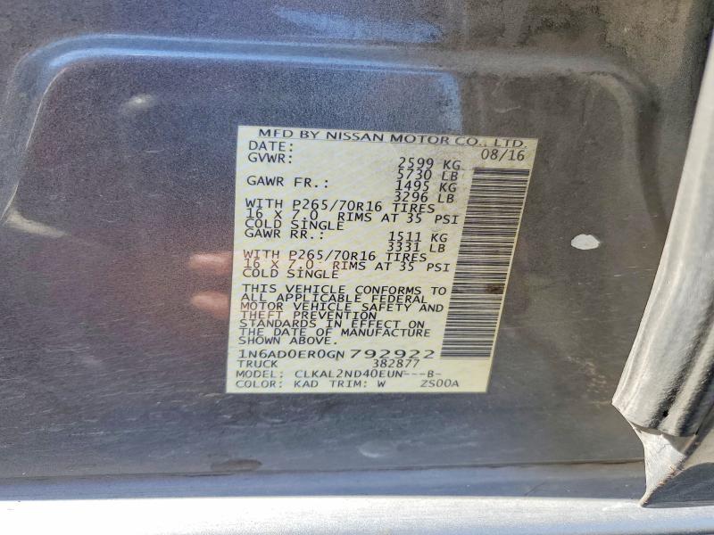 2016 Nissan Frontier მანქანა იყიდება აუქციონზე, vin: 1N6AD0ER0GN792922, აუქციონის ნომერი: 69982426