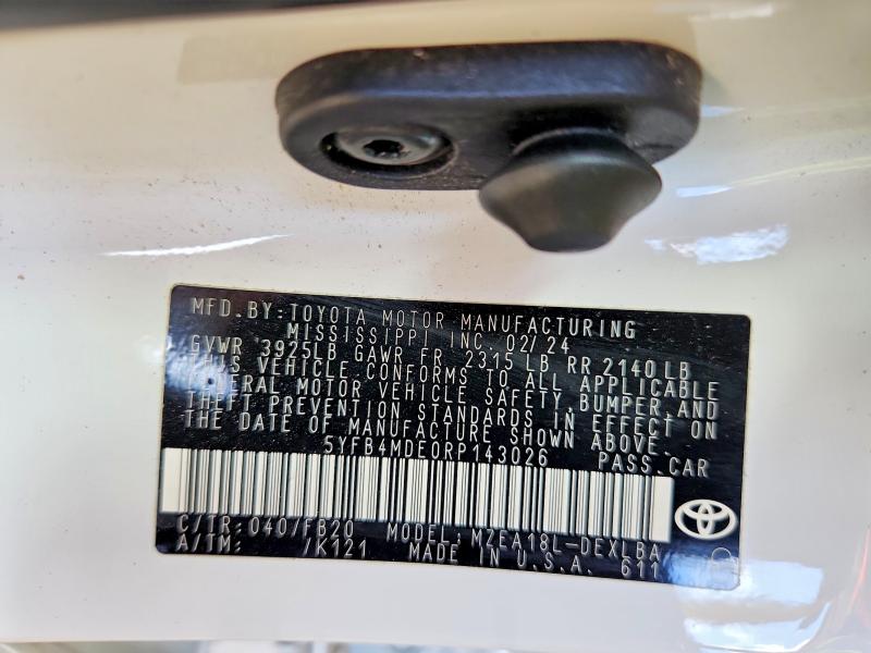 Aukcja sprzedaży 2024 Toyota Corolla, vin: 5YFB4MDE0RP143026, numer aukcji: 63940966