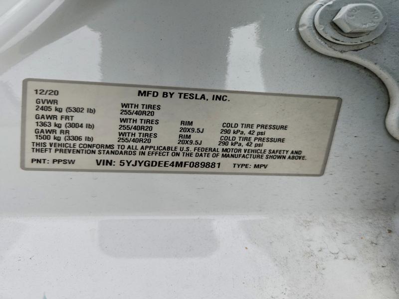 Продажа на аукционе авто 2021 Tesla Model Y, vin: 5YJYGDEE4MF089881, номер лота: 71042636