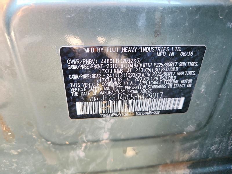 69354546 :رقم المزاد ، JF2SJARC5HH429917 vin ، 2017 Subaru Forester مزاد بيع