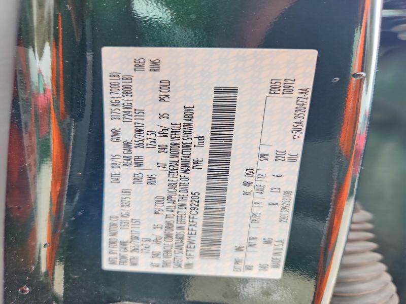 68878746 :رقم المزاد ، 1FTEW1EFXFFC92205 vin ، 2015 Ford F150 مزاد بيع