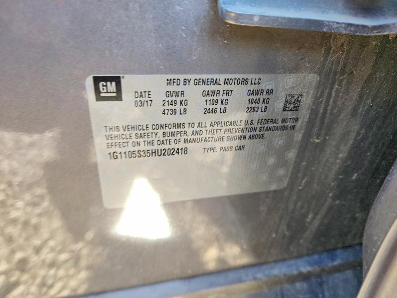 Aukcja sprzedaży 2017 Chevrolet Impala, vin: 1G1105S35HU202418, numer aukcji: 67332156