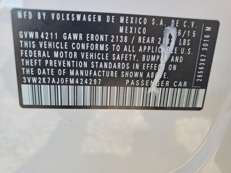 Aukcja sprzedaży 2015 Volkswagen Jetta, vin: 3VW2K7AJ0FM424297, numer aukcji: 68102116