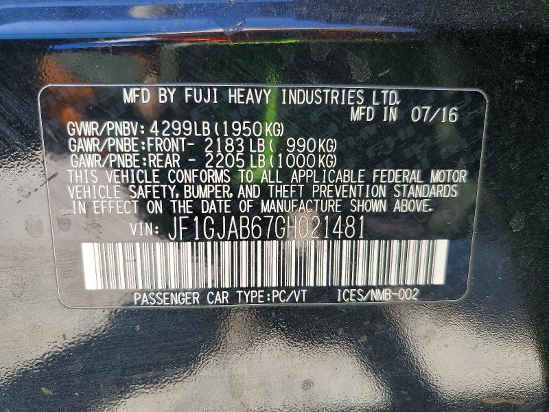 Продаж на аукціоні авто 2016 Subaru Impreza, vin: JF1GJAB67GH021481, номер лоту: 67105436