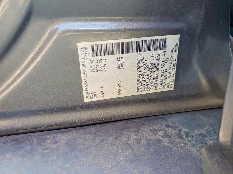 67242836 :رقم المزاد ، 1N4AA6EVXLC381244 vin ، 2020 Nissan Maxima مزاد بيع
