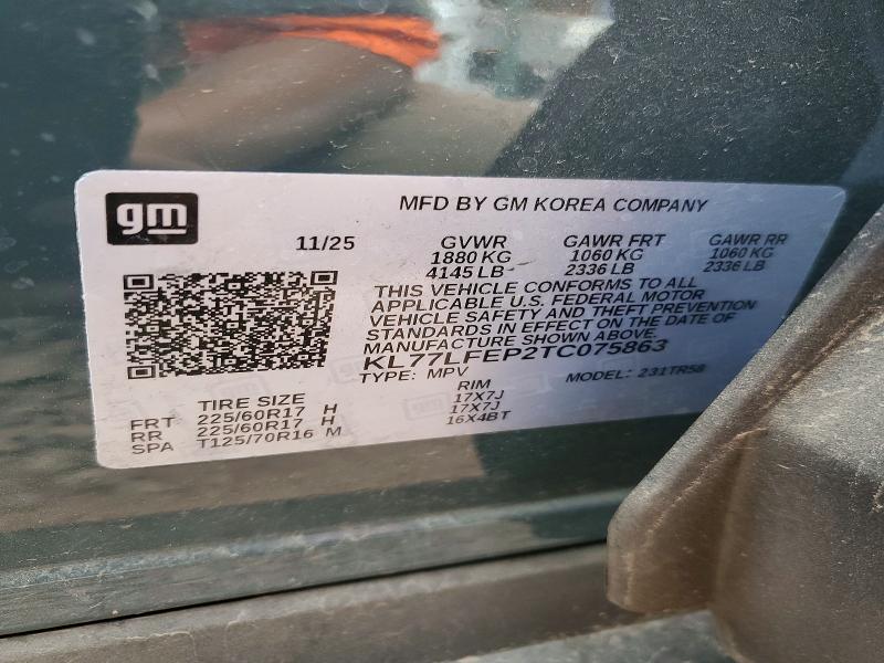 69049076 :رقم المزاد ، KL77LFEP2TC075863 vin ، 2026 Chevrolet Trax مزاد بيع