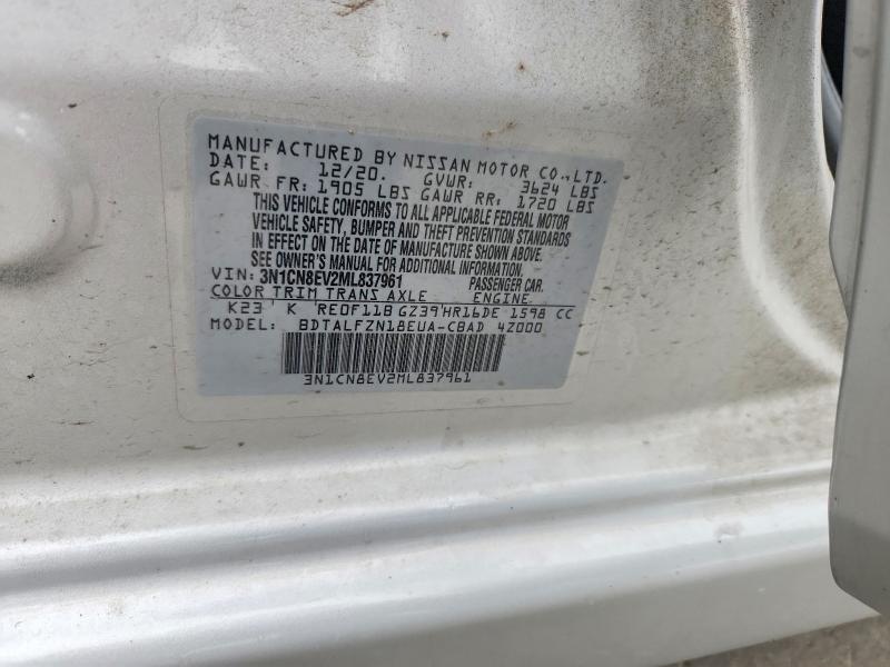2021 Nissan Versa მანქანა იყიდება აუქციონზე, vin: 3N1CN8EV2ML837961, აუქციონის ნომერი: 67467676
