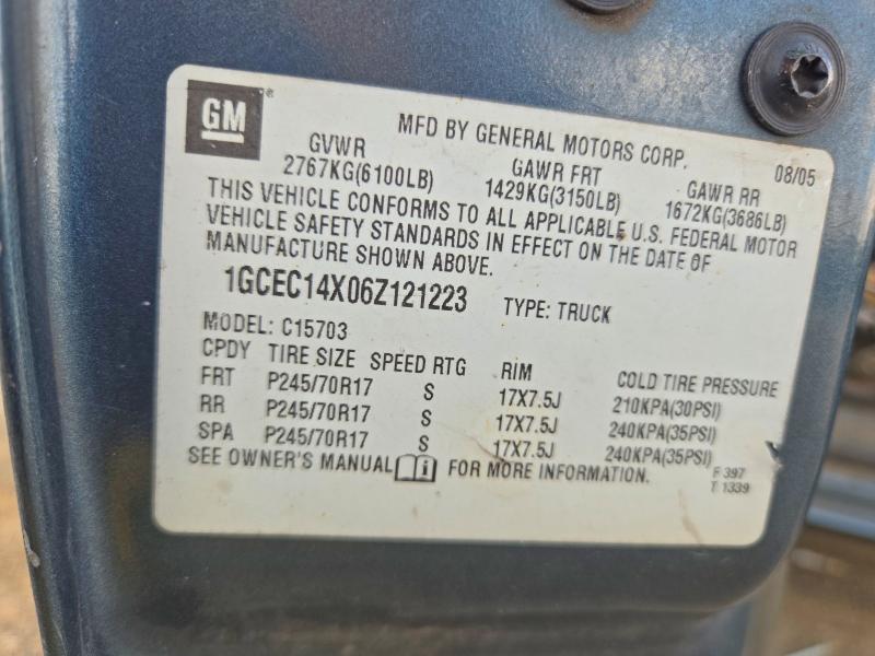 Aukcja sprzedaży 2006 Chevrolet Silverado, vin: 1GCEC14X06Z121223, numer aukcji: 70455566