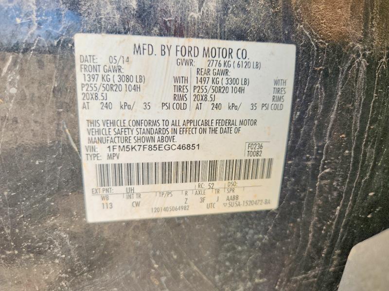 Aukcja sprzedaży 2014 Ford Explorer, vin: 1FM5K7F85EGC46851, numer aukcji: 70038156