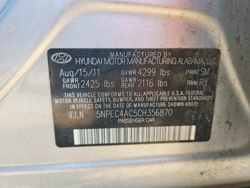 Продаж на аукціоні авто 2012 Hyundai Sonata, vin: 5NPEC4AC5CH356870, номер лоту: 67287246